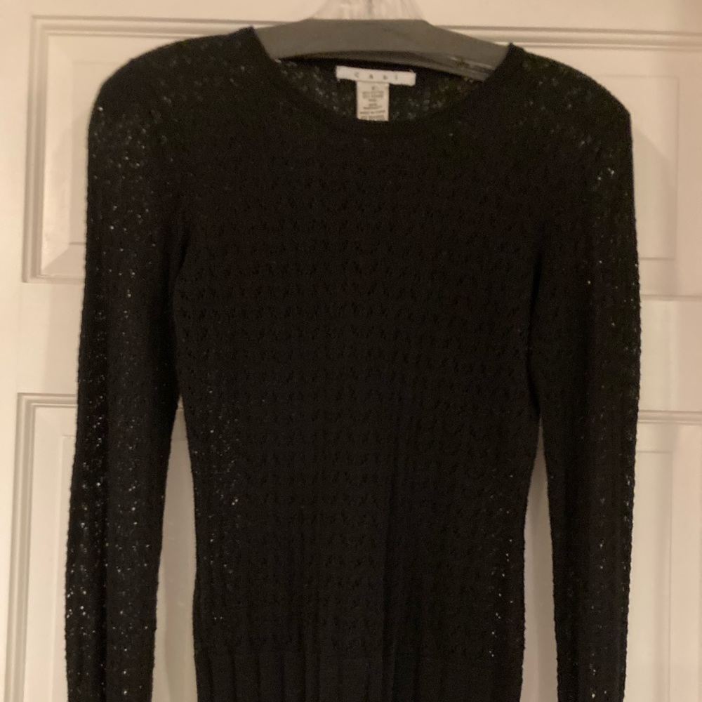 Cabi black top 80% Cotton 20 % Merino Wool Size Small